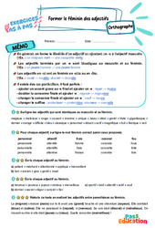 Former le féminin des adjectifs - Exercices Pas à Pas : 5eme Primaire - PDF à imprimer