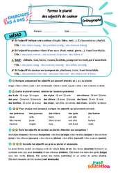 Former le pluriel des adjectifs de couleur - Exercices Pas à Pas : 5eme Primaire - PDF à imprimer