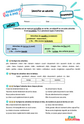 Identifier un adverbe - Exercices Pas à Pas : 3eme Primaire - PDF à imprimer
