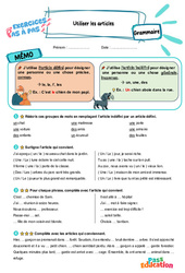 Utiliser les articles - Exercices Pas à Pas : 3eme Primaire