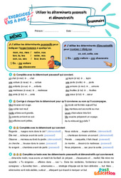 Utiliser les déterminants possessifs - Exercices Pas à Pas : 3eme Primaire