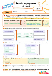 Produire un programme - Exercices Pas à Pas : 5eme Primaire - PDF à imprimer