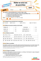 Réaliser un calcul avec des parenthèses - Exercices Pas à Pas : 5eme Primaire - PDF à imprimer
