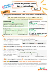 Résoudre des problèmes additifs à une ou plusieurs étapes - Exercices Pas à Pas : 5eme Primaire - PDF à imprimer