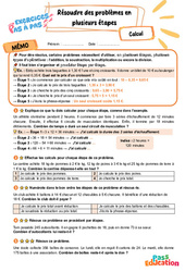 Résoudre des problèmes en plusieurs étapes - Exercices Pas à Pas : 5eme Primaire - PDF à imprimer
