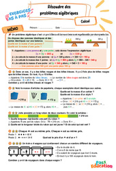 Résoudre des problèmes algébriques - Exercices Pas à Pas : 5eme Primaire - PDF à imprimer