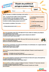 Résoudre des problèmes de partages en plusieurs étapes - Exercices Pas à Pas : 5eme Primaire - PDF à imprimer