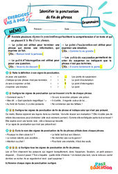 Identifier la ponctuation de fin de phrase - Exercices Pas à Pas : 4eme Primaire - PDF à imprimer