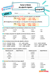 Former le féminin des adjectifs réguliers - Exercices Pas à Pas : 4eme Primaire - PDF à imprimer