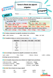 Former le féminin des adjectifs irréguliers - Exercices Pas à Pas : 4eme Primaire - PDF à imprimer