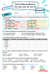 Former le féminin des adjectifs se terminant par - trice - Exercices Pas à Pas : 4eme Primaire - PDF à imprimer