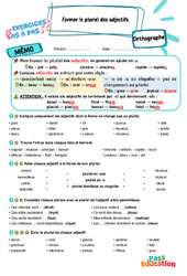 Former le pluriel des adjectifs - Exercices Pas à Pas : 4eme Primaire - PDF à imprimer
