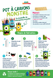 Pots à crayons Monstre - Ateliers Créatifs - Do It Yourself - Upcycling : 2eme, 3eme Primaire - PDF à imprimer