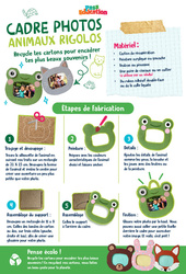 Cadre photos animaux rigolos - Ateliers Créatifs - Do It Yourself - Upcycling : 2eme, 3eme Primaire - PDF à imprimer