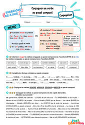 Conjuguer un verbe au passé composé - Exercices Pas à Pas : 3eme Primaire - PDF à imprimer
