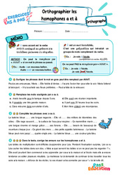 Orthographier les homophones a et à - Exercices Pas à Pas : 3eme Primaire - PDF à imprimer