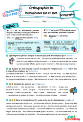 Orthographier les homophones son et sont - Exercices Pas à Pas : 3eme Primaire - PDF à imprimer