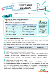 Former le pluriel des adjectifs - Exercices Pas à Pas : 3eme Primaire - PDF à imprimer