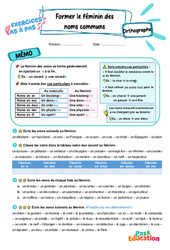 Former le féminin des noms communs - Exercices Pas à Pas : 3eme Primaire - PDF à imprimer