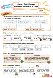 Résoudre des problèmes de comparaison multiplicative en 1 étape - Exercices Pas à Pas : 3eme Primaire - PDF à imprimer