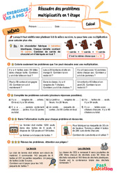 Résoudre des problèmes multiplicatifs en 1 étape - Exercices Pas à Pas : 3eme Primaire - PDF à imprimer