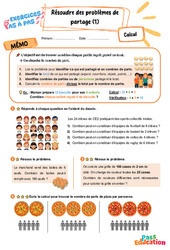Résoudre des problèmes de partage (1) - Exercices Pas à Pas : 3eme Primaire - PDF à imprimer