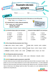 Reconnaitre des mots synonymes - Exercices Pas à Pas : 3eme Primaire - PDF à imprimer