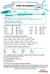 Utiliser des synonymes - Exercices Pas à Pas : 6eme Primaire - PDF à imprimer