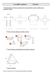 Solides et patrons - Exercices de géométrie  : 5eme Primaire - PDF à imprimer