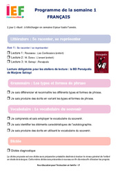 Semaine 1 - école à la maison IEF - Fiches  en libre téléchargement : 3eme Secondaire
