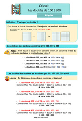 Leçon Les doubles de 100 à 500 - Cours, Leçon : 2eme Primaire - PDF gratuit à imprimer