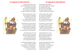 La Légende de Saint Nicolas -  Lecture - Compréhension : 3eme Primaire - PDF à imprimer