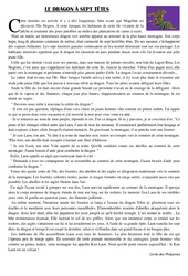 Lecture - Compréhension - Rédaction- Fiches Le Dragon à sept têtes : 3eme Primaire
