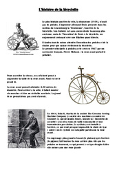 L'histoire de la bicyclette - Lecture - Compréhension : 4eme, 5eme Primaire - PDF à imprimer