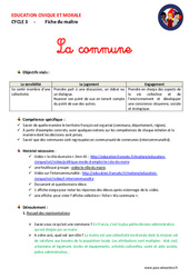 Séquence - Fiche de préparation Commune - Séquence - Fiche de préparation - EMC : 4eme, 5eme Primaire - PDF à imprimer