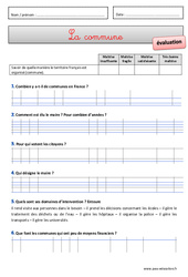 Commune - Examen Evaluation - EMC : 4eme, 5eme Primaire - PDF à imprimer