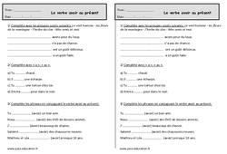 Conjuguer le verbe avoir au présent - Exercices : 2eme Primaire - PDF à imprimer