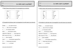 Verbe avoir au présent - Exercices - Conjugaison : 2eme Primaire - PDF à imprimer