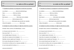 Conjuguer le verbe être au présent - Exercices : 2eme Primaire - PDF à imprimer