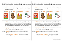 Déterminant - Nom - Groupe nominal - Cours, Leçon : 2eme Primaire - PDF gratuit à imprimer