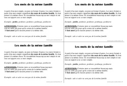 Mots de la même famille - Cours, Leçon : 2eme Primaire - PDF gratuit à imprimer