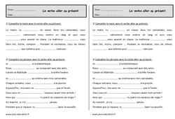 Conjuguer le verbe aller au présent - Exercices : 2eme Primaire - PDF à imprimer