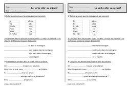 Verbe aller au présent - Exercices  : 2eme Primaire - PDF à imprimer