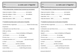 Verbe avoir à l'imparfait - Exercices - Conjugaison : 2eme Primaire - PDF à imprimer