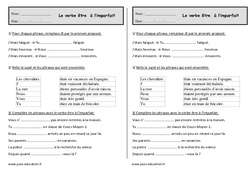 Etre à l'imparfait - Exercices - Conjugaison : 2eme Primaire - PDF à imprimer