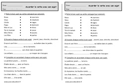 Accord du verbe avec le sujet - Exercices - Grammaire : 2eme Primaire - PDF à imprimer