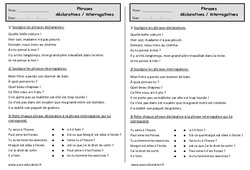 Phrase interrogative et déclarative - Exercices  : 2eme Primaire - PDF à imprimer