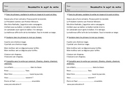 Reconnaître le sujet du verbe - Exercices : 2eme Primaire - PDF à imprimer