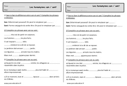 Son - sont - Homophones - Exercices - Orthographe : 2eme Primaire - PDF à imprimer
