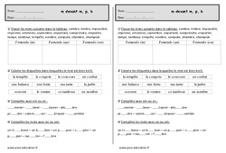 M devant m, b, p - Exercices  : 2eme Primaire - PDF à imprimer
